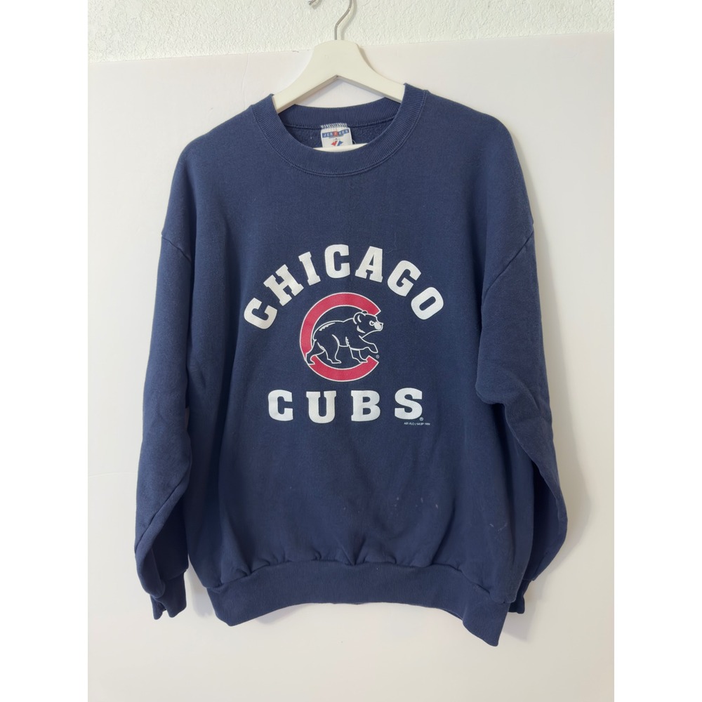 Vintage Jerzees Chicago Cubs Crewneck Sweatshirt Mens XL Navy Blue 1999 MLB